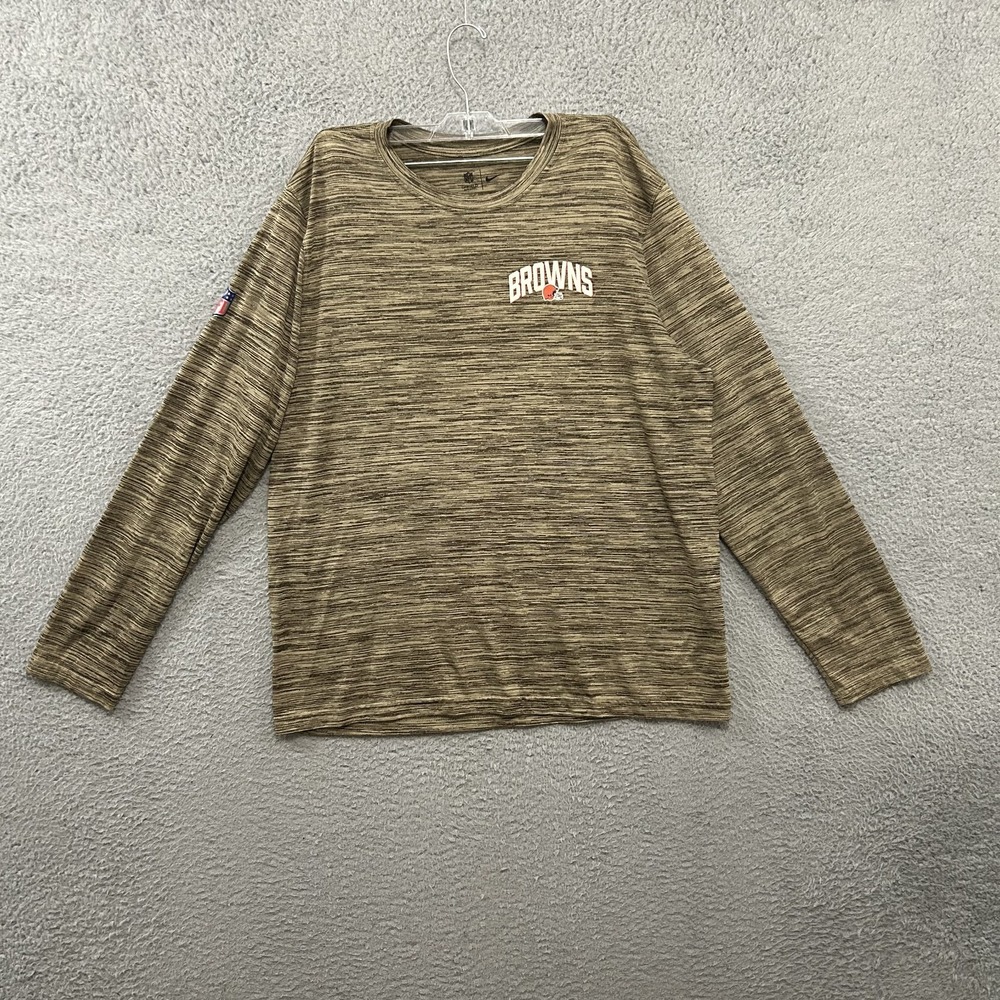 Cleveland Browns Shirt Mens Large Long Sleeve Crew Neck Polyester Nike Dri Fit